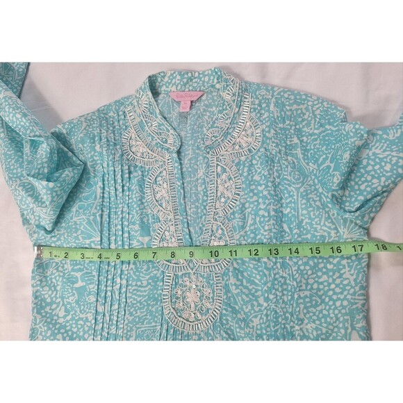 Women's Lilly Pulitzer Sarasota Tunic Aqua White Beaded Size XS - Picture 5 of 7